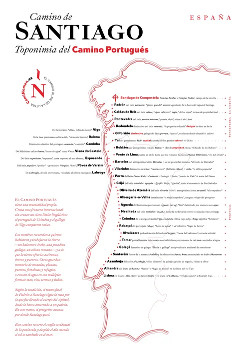 Mapa del Camino Portugués (A3).