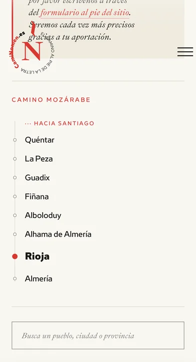 El sitio en el móvil: las etapas de una ruta hacia Santiago.