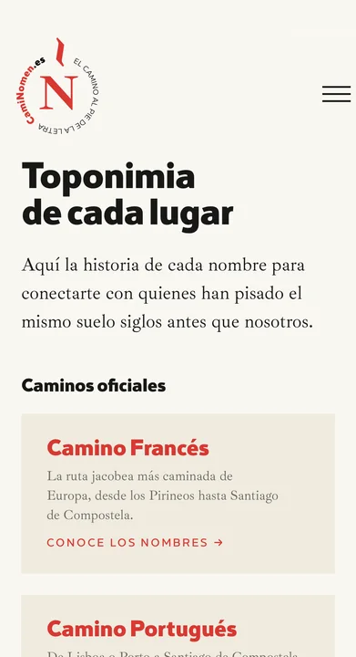 El sitio en el móvil: los caminos oficiales.